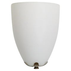 Arredoluce Inspired Milk Glass Shield Sconce with Floral Brass Hardware