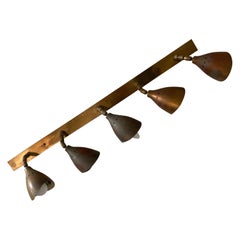 Arredoluce Mid-Century Modern Original Vintage Five Spots Brass Wall Lamp, 1950