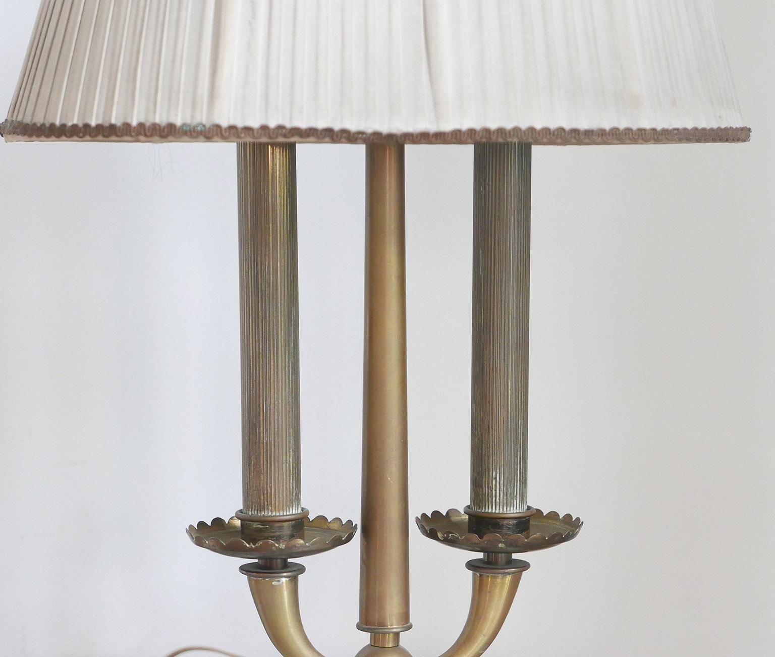 Mid-Century Modern Arredoluce  Midcentury Table Lamp  Marble Base and Silk Lampshade, Milano, 1940s