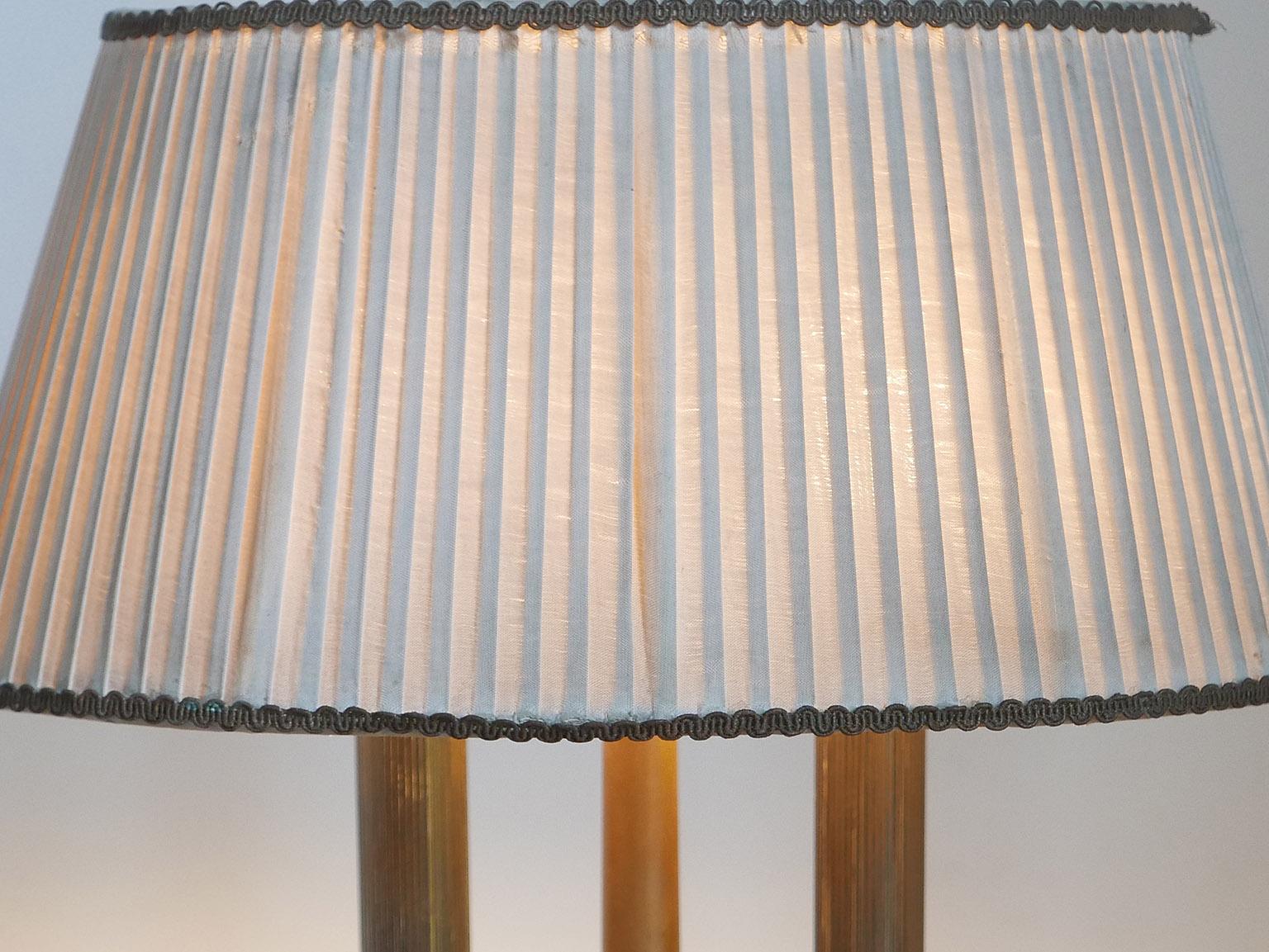 Arredoluce  Midcentury Table Lamp  Marble Base and Silk Lampshade, Milano, 1940s 3