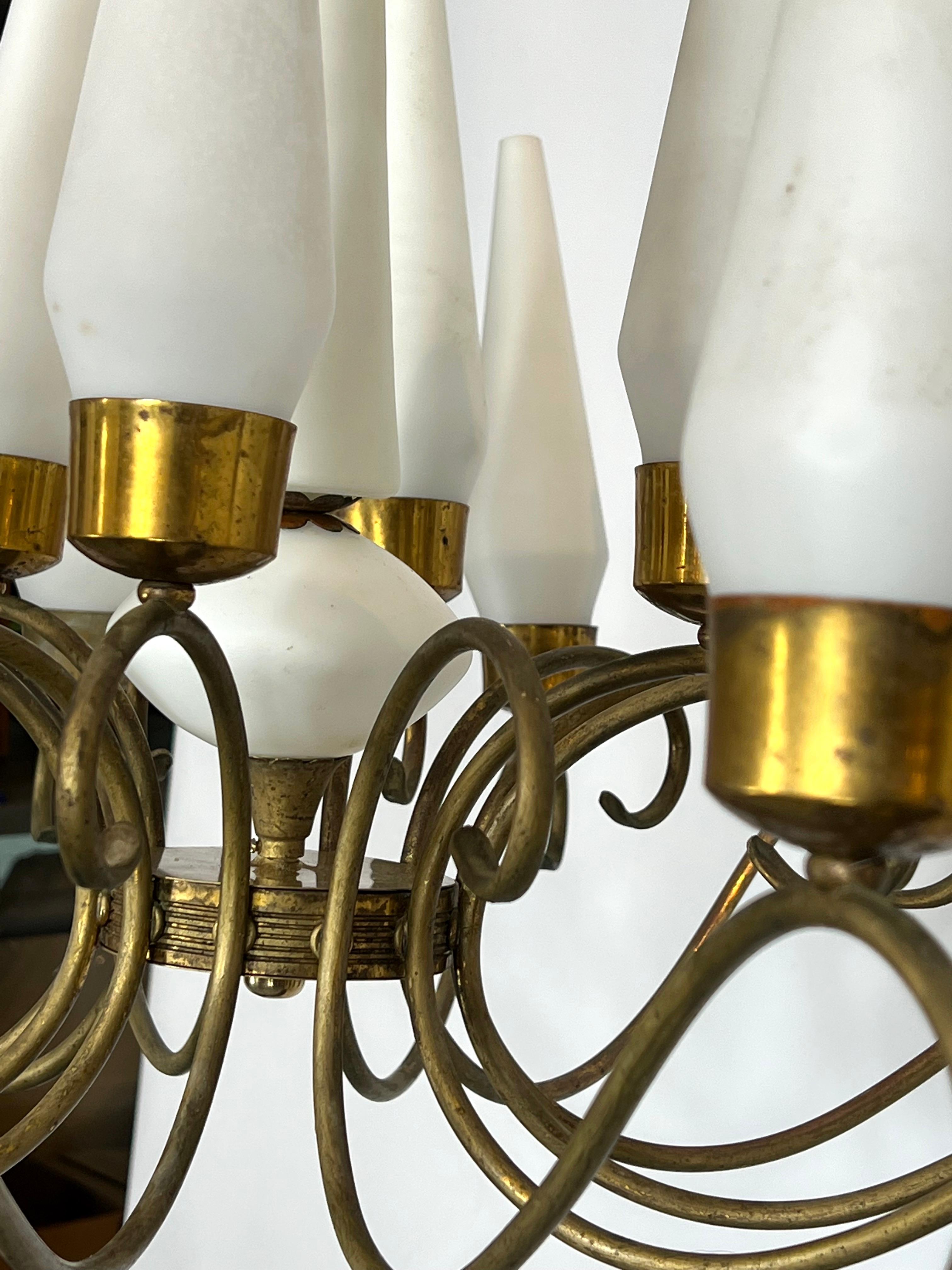 Arredoluce Monza, Large Mid-Century 18 Lights Chandelier from 50s For Sale 4