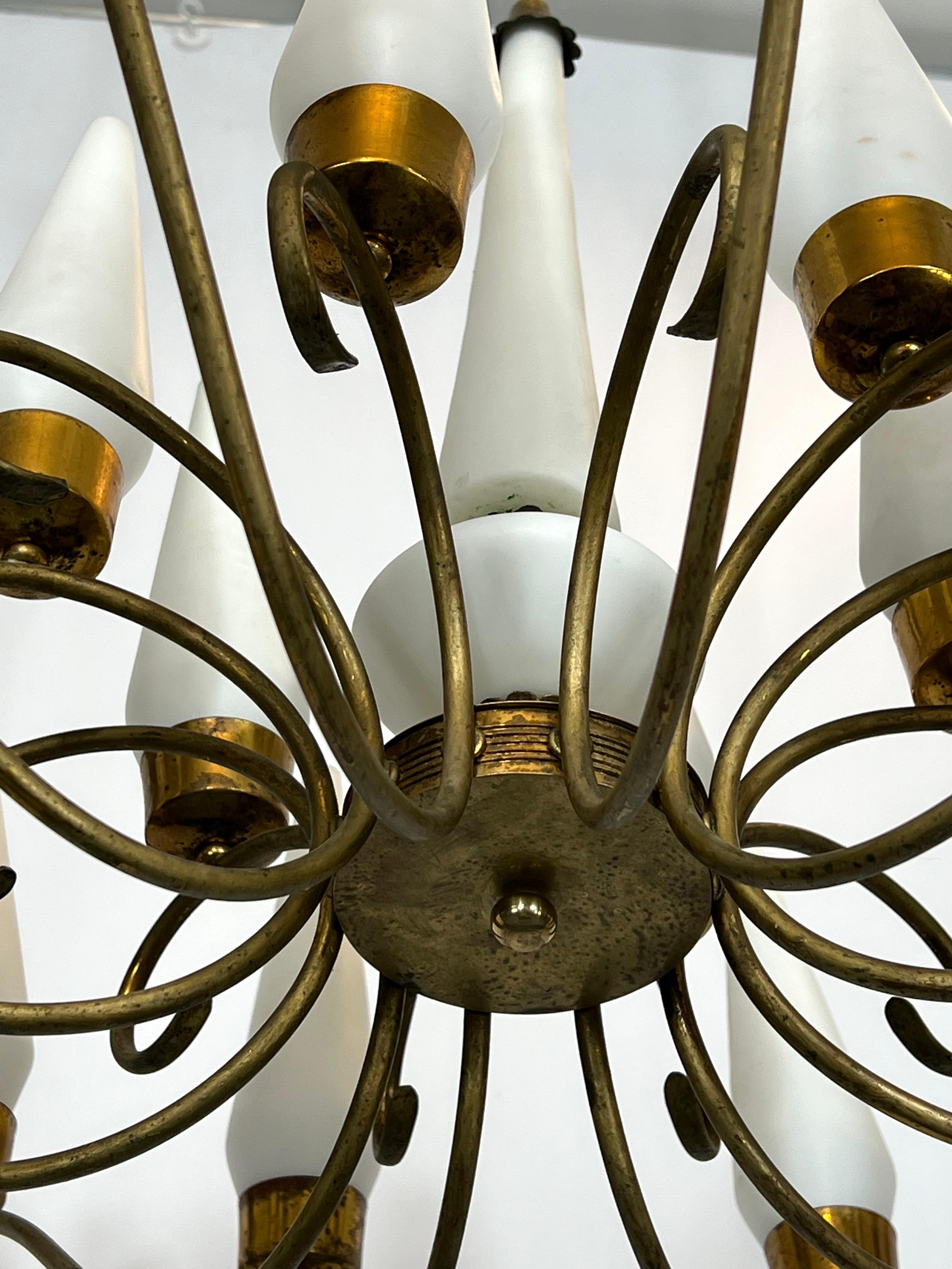 Arredoluce Monza, Large Mid-Century 18 Lights Chandelier from 50s For Sale 1