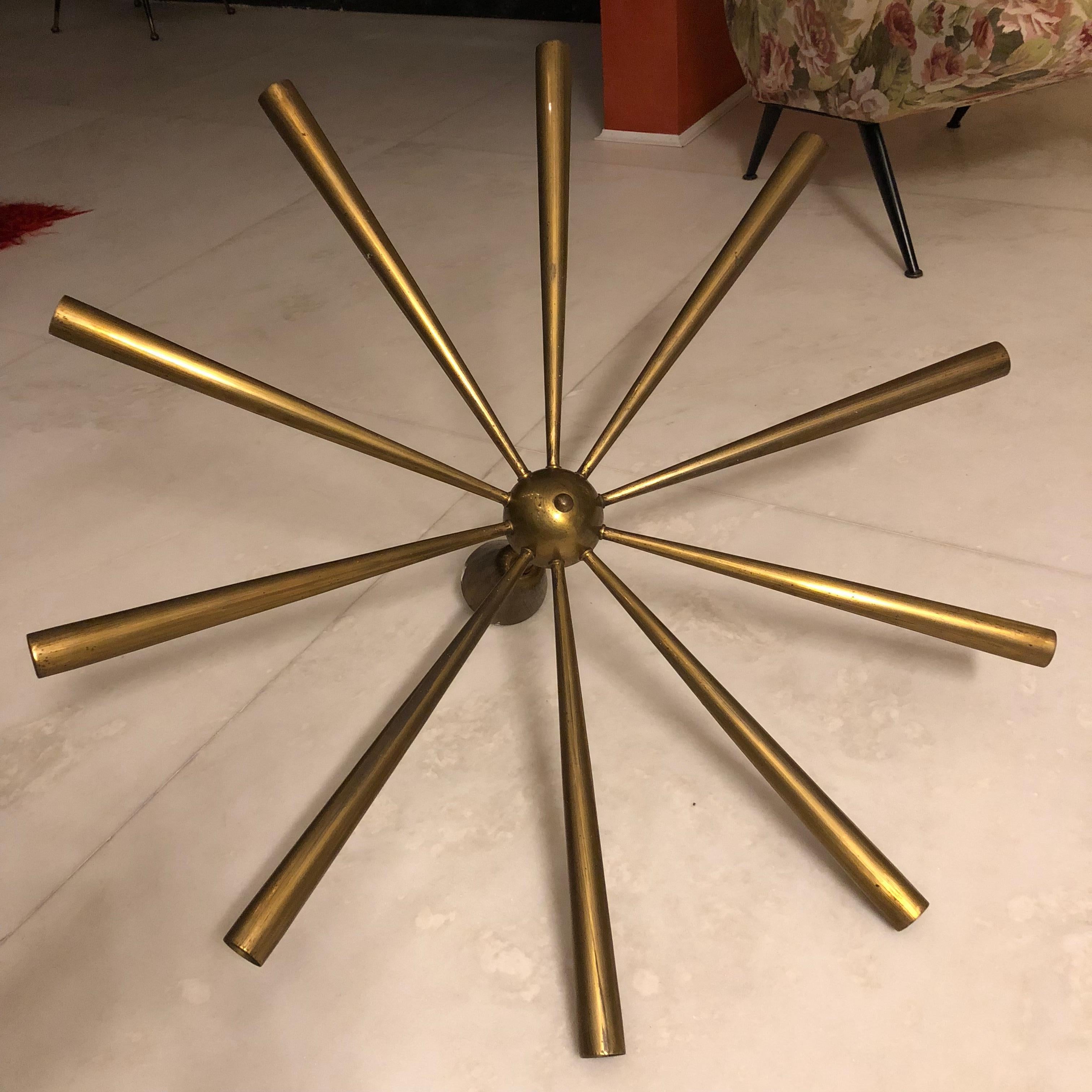 Arredoluce Monza Large Midcentury Brass Sputnik Chandelier, 1950s For Sale 2