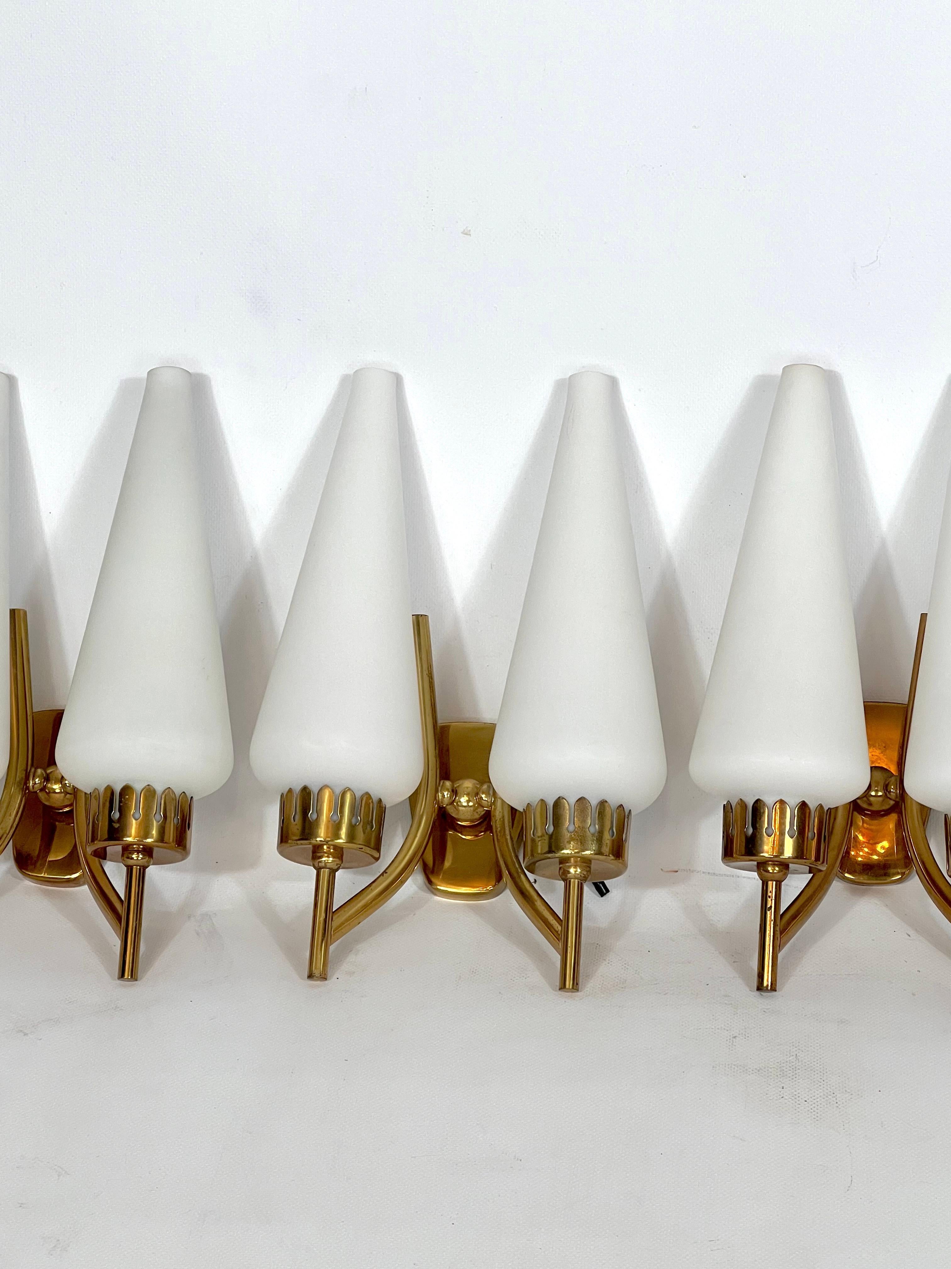Arredoluce Monza Style, Mid-Century Italian Set of Five Sconces from 50s For Sale 1