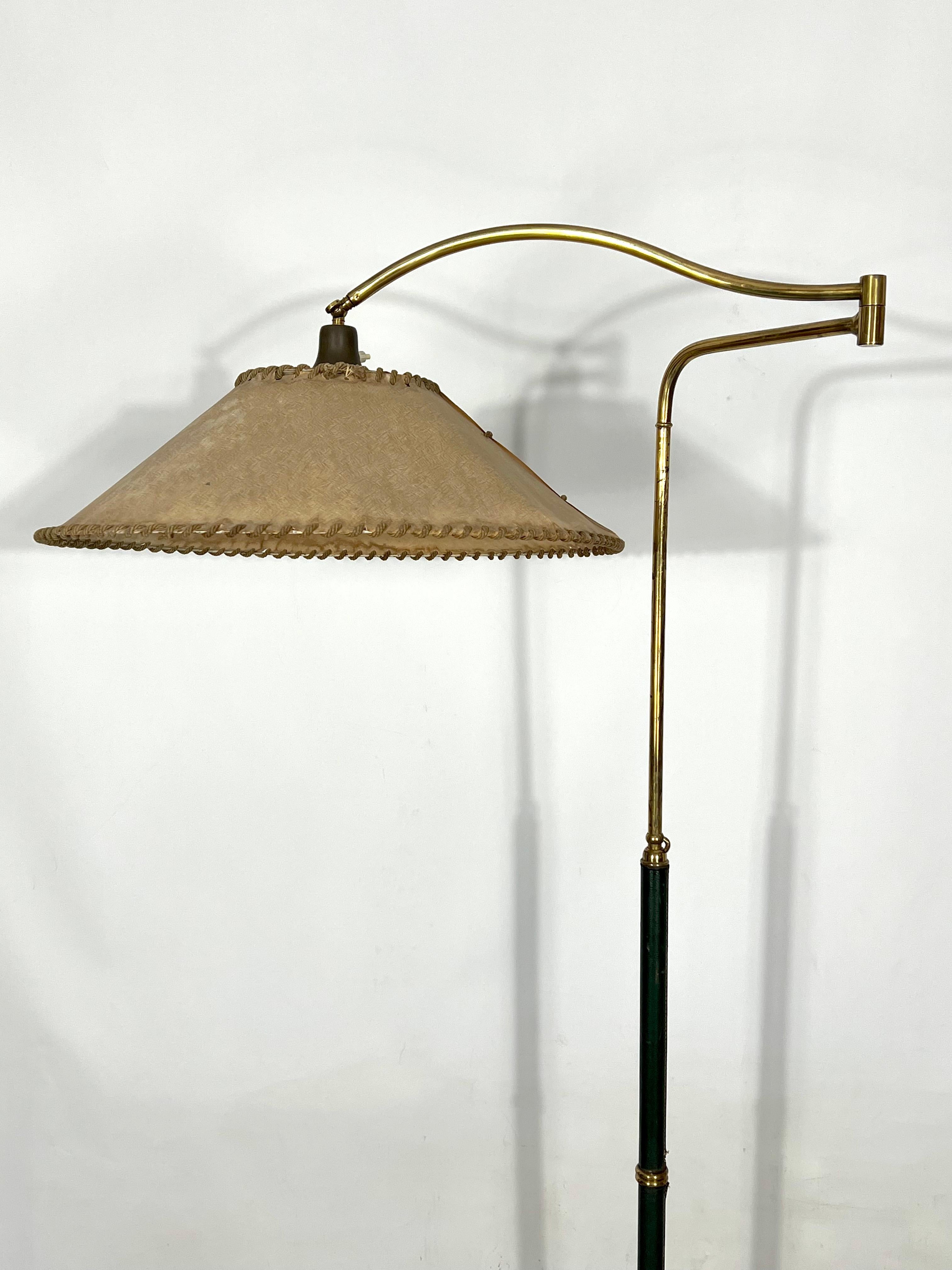 Arredoluce Monza, Vintage Brass and Leather Floor Lamp, 40s For Sale 5