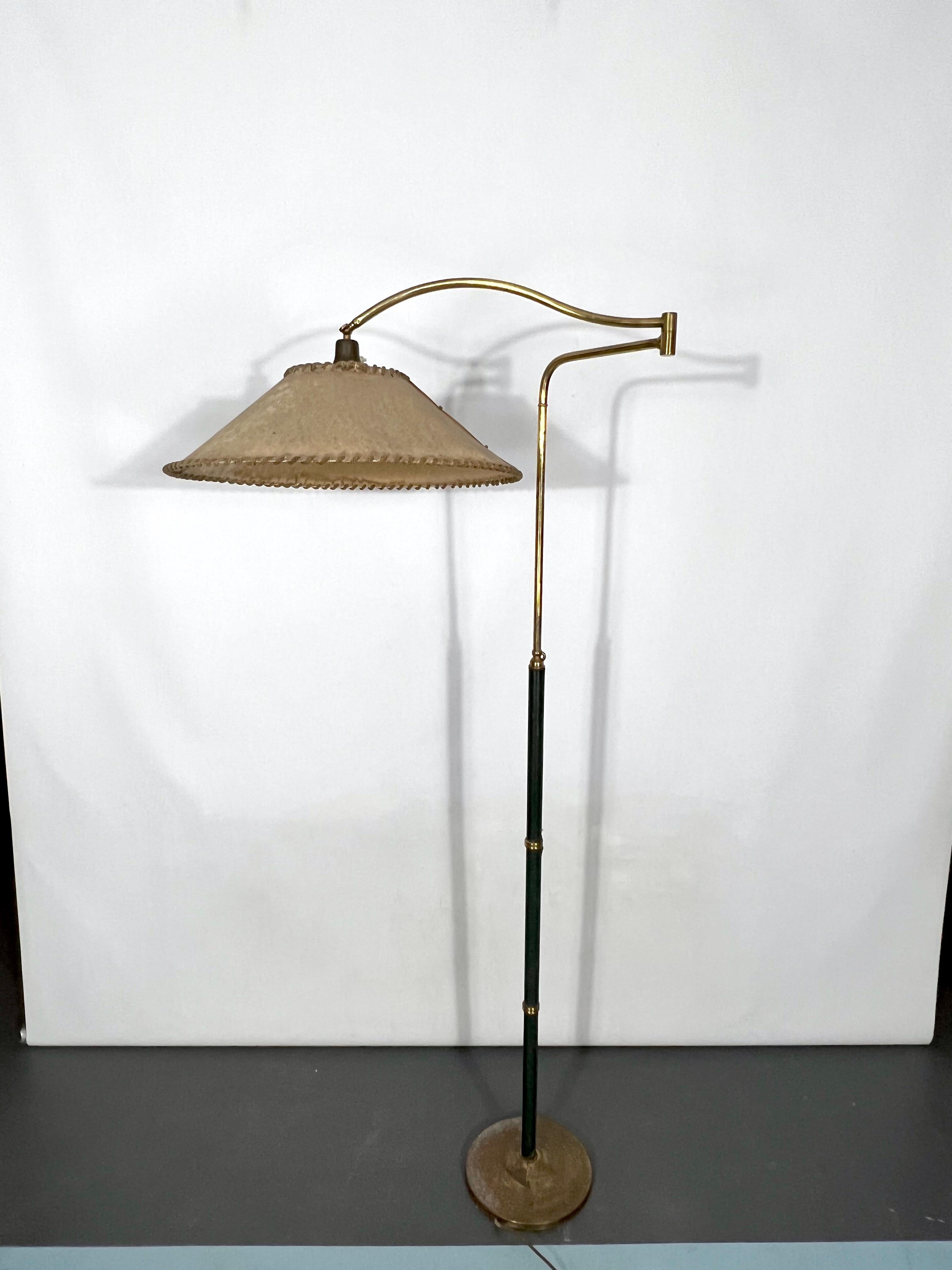 Arredoluce Monza, Vintage Brass and Leather Floor Lamp, 40s For Sale 6