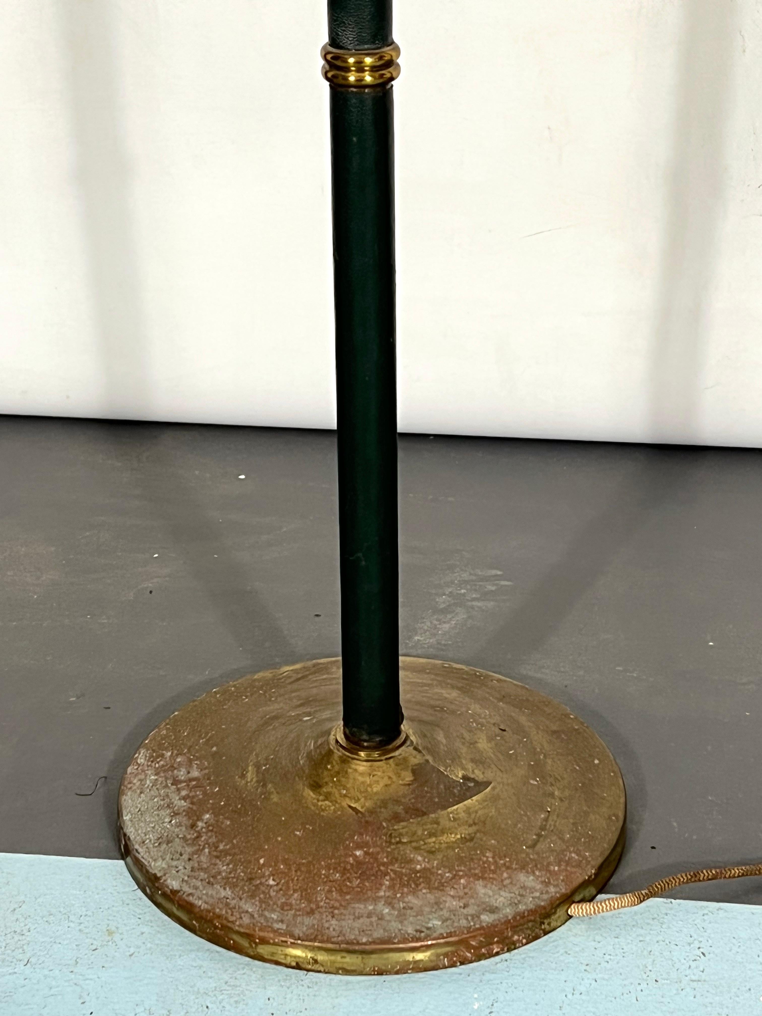 Arredoluce Monza, Vintage Brass and Leather Floor Lamp, 40s For Sale 1