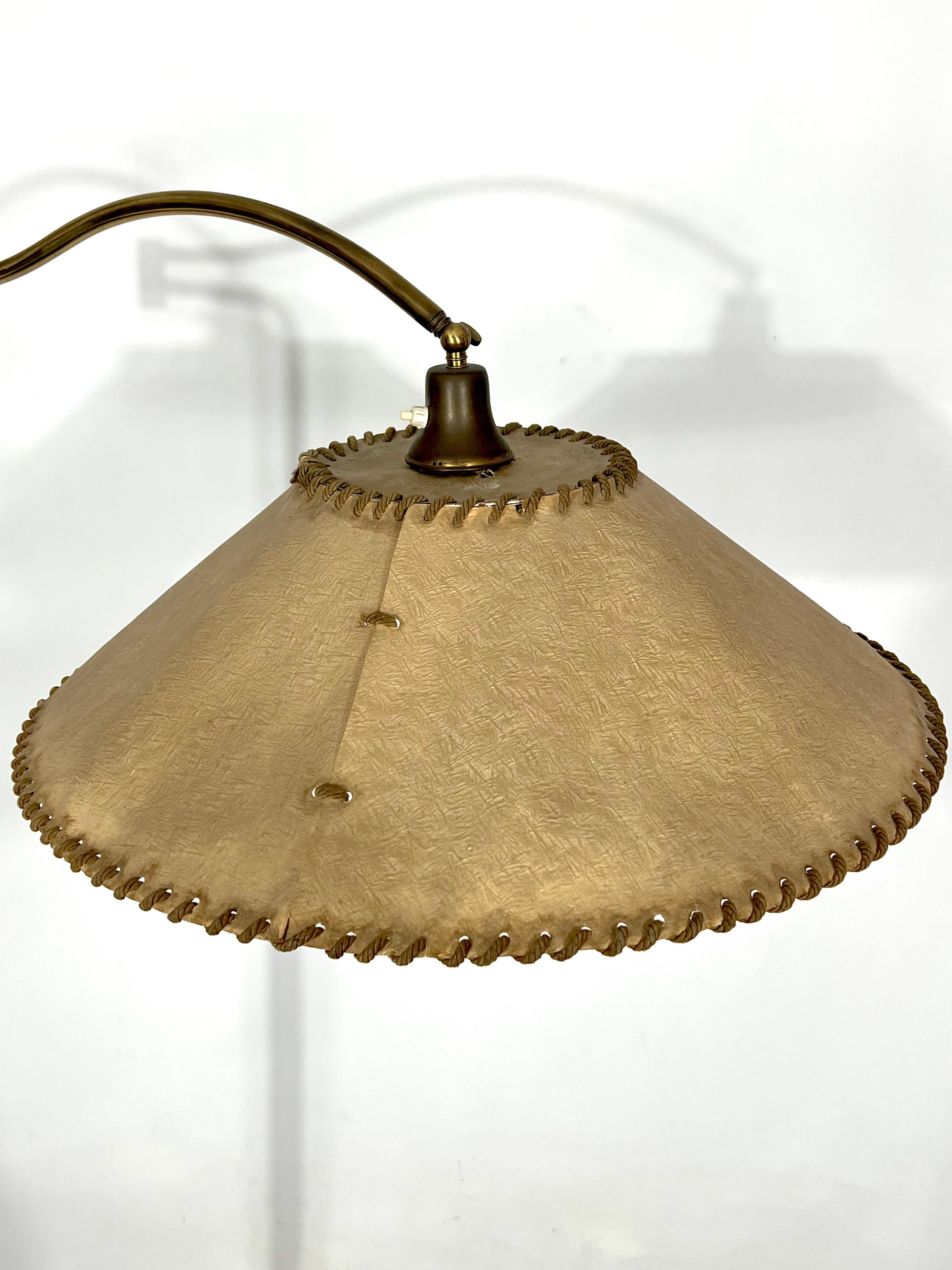 Arredoluce Monza, Vintage Brass and Leather Floor Lamp, 40s For Sale 2