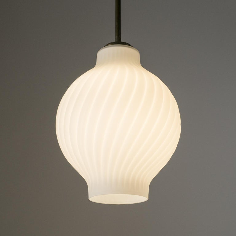 Frosted Italian Satin Glass Pendant, 1950s For Sale