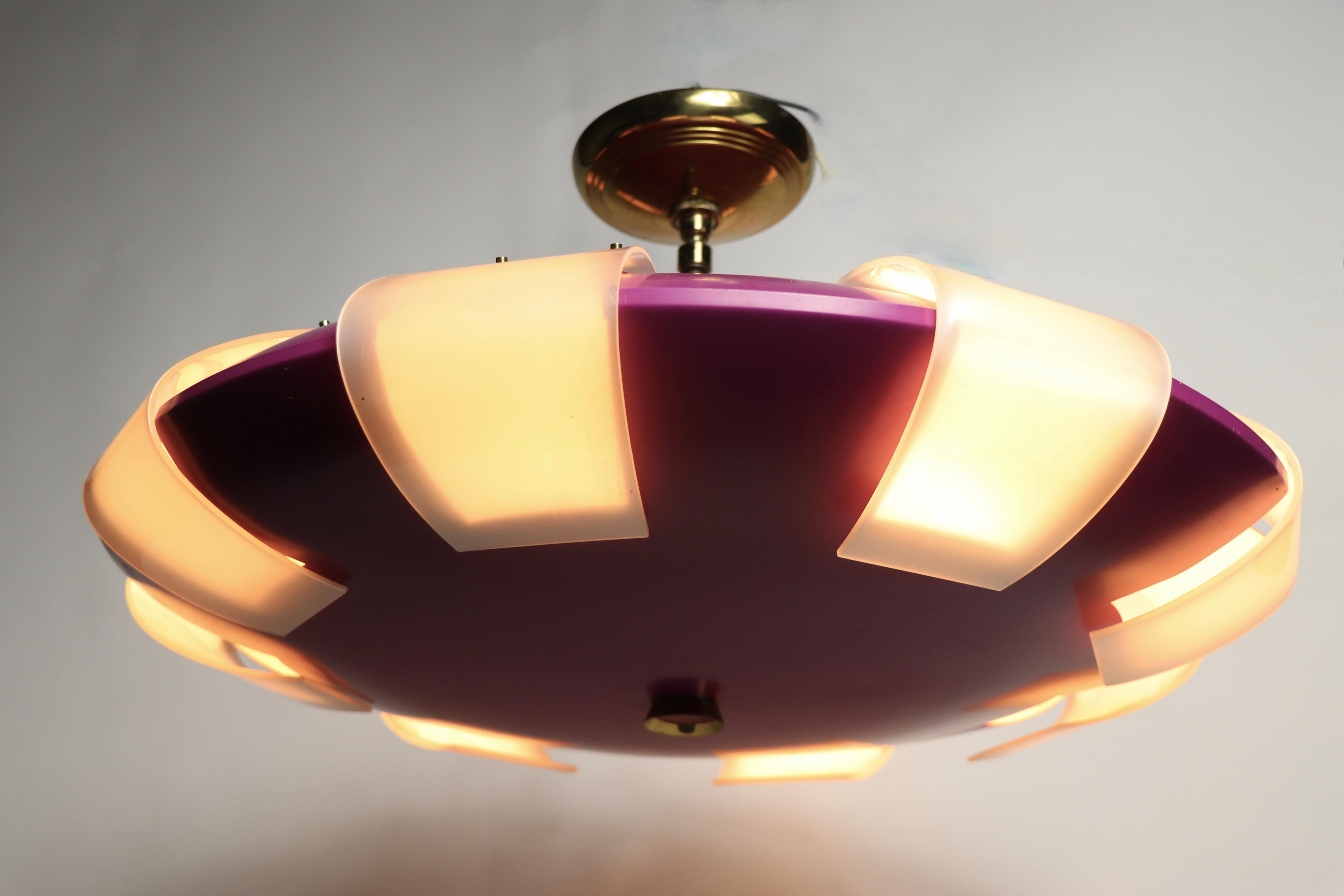 Arredoluce Saucer Chandelier Made in Italy possibly by Angelo Lelli For Sale 1