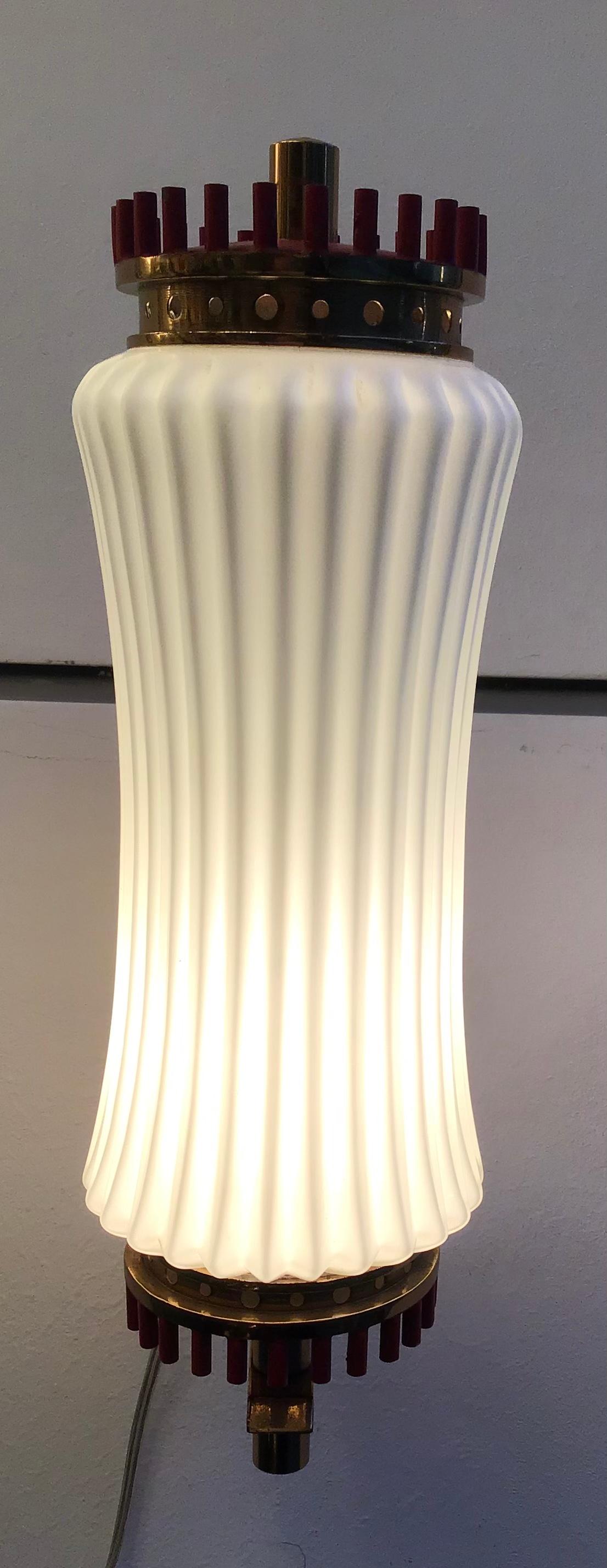 Arredoluce Sconce Brass Opaline Glass, 1950, Italy For Sale 10