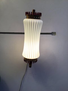 Arredoluce Sconce Brass Opaline Glass, 1950, Italy