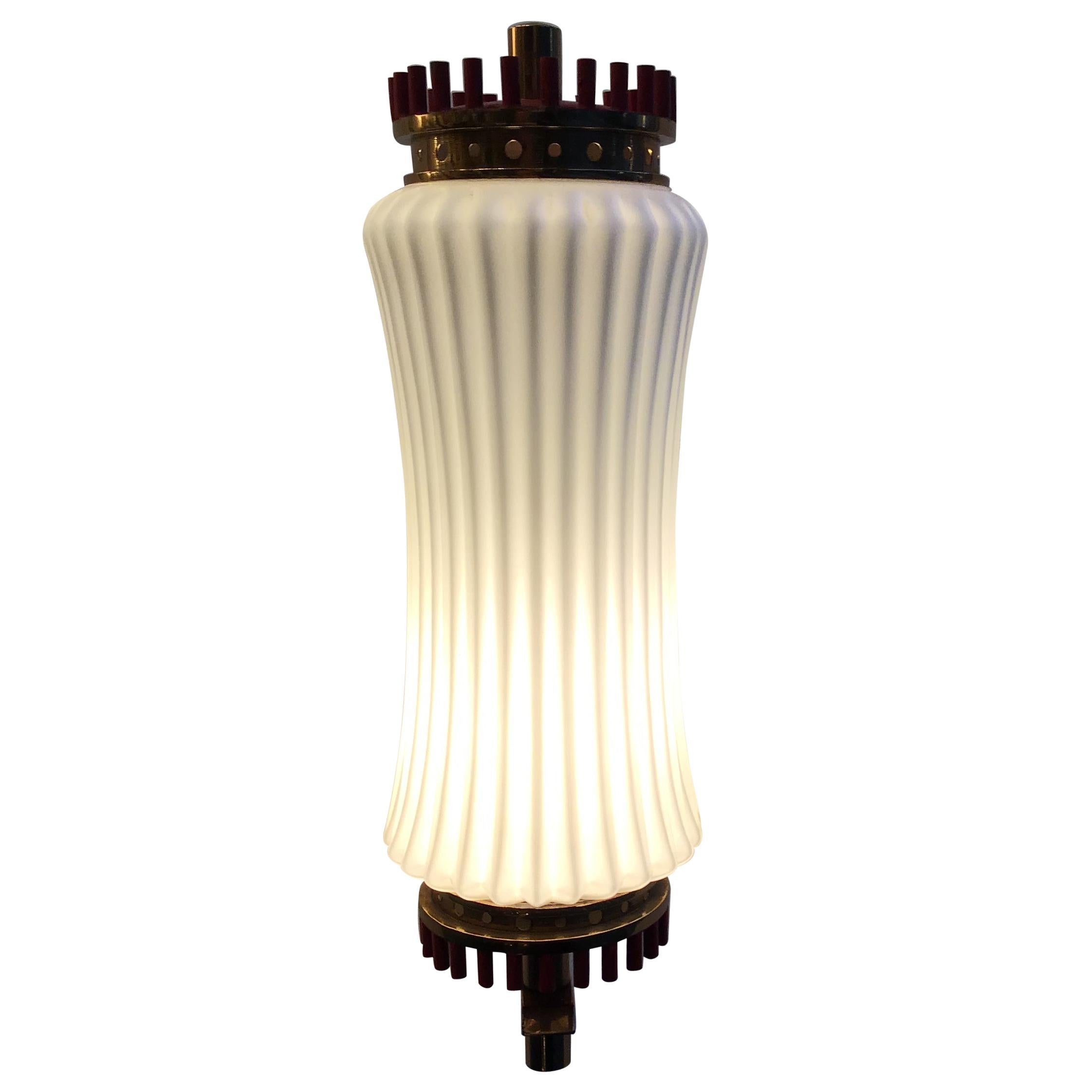 Arredoluce Sconce Brass Opaline Glass, 1950, Italy For Sale