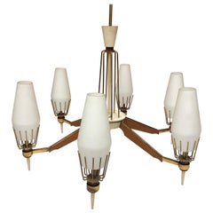 Arredoluce Style Mid-Century Modern Italian Chandelier, circa 1960