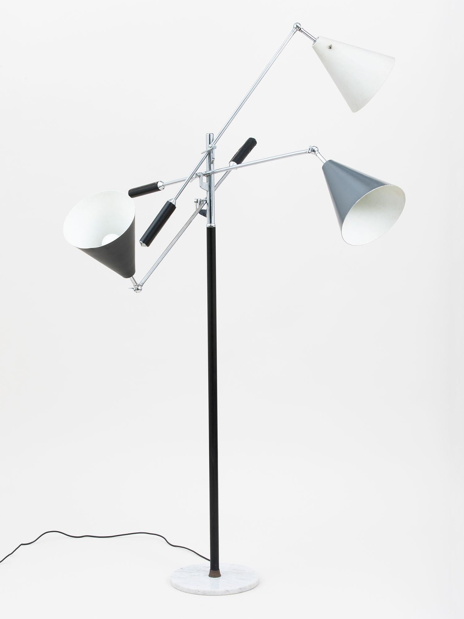 Metal Arredoluce Three-Arm Floor Lamp