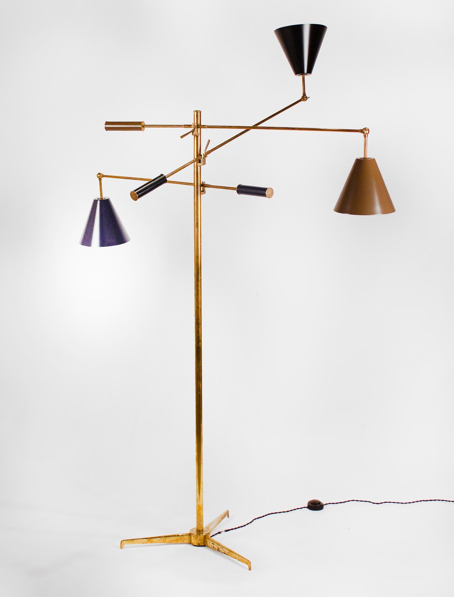 Mid-Century Modern Arredoluce Triennale Brass Floor Lamp Designed by Angelo Lelii Model 12128