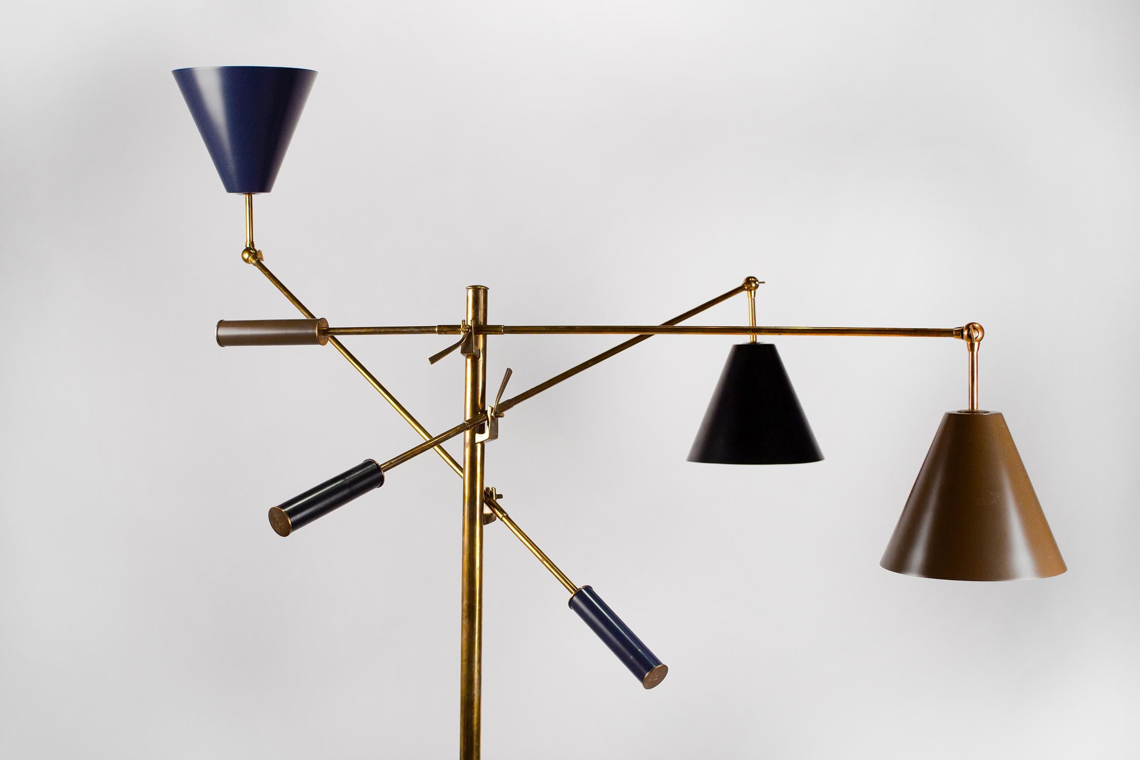 Italian Arredoluce Triennale Brass Floor Lamp Designed by Angelo Lelii Model 12128