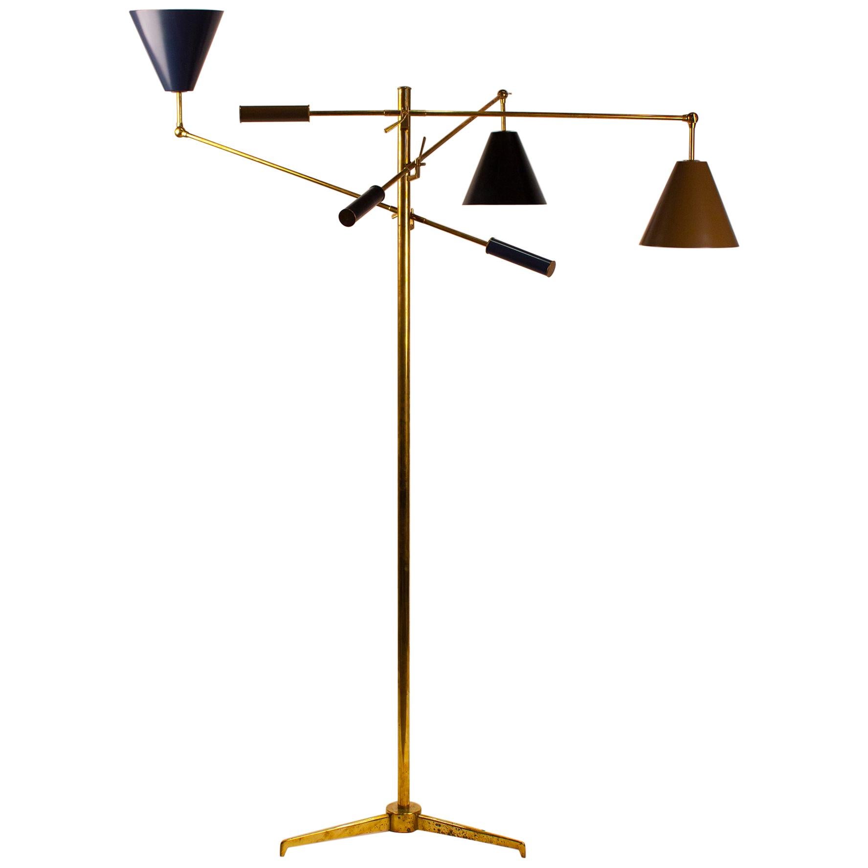Arredoluce Triennale Brass Floor Lamp Designed by Angelo Lelii Model 12128