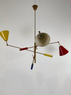 Dreiarmiger Messing-Kronleuchter "Triennale" von Arredoluce, Italien, 1950er Jahre