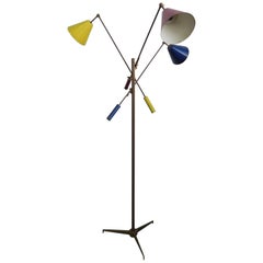Arredoluce "Triennale" Three-Arm Brass Floor Lamp, Italy, 1950s