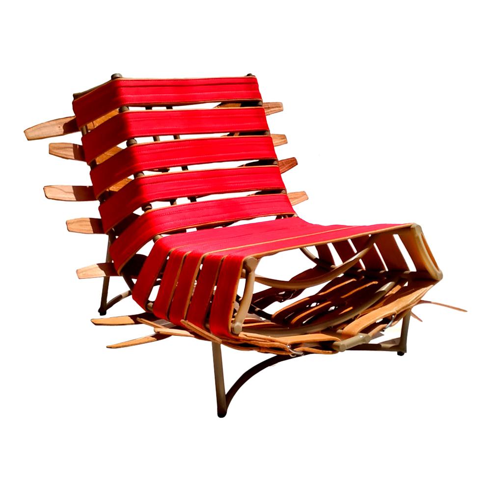 "Arreio" Lounge Chair in Red, Contemporary Brazilian Design