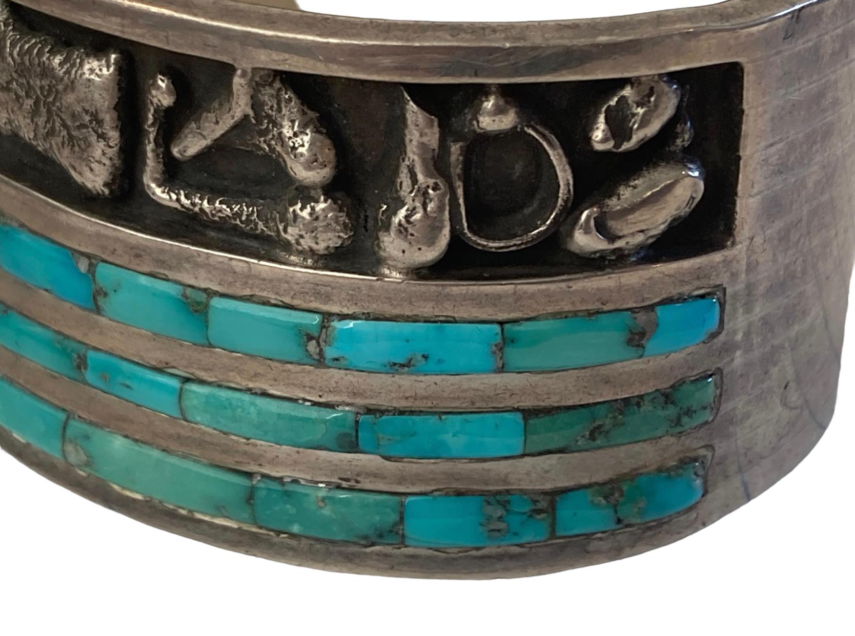Zuni Chester B Mahooty Sterling Silver and Turquoise Cuff Bracelet 1