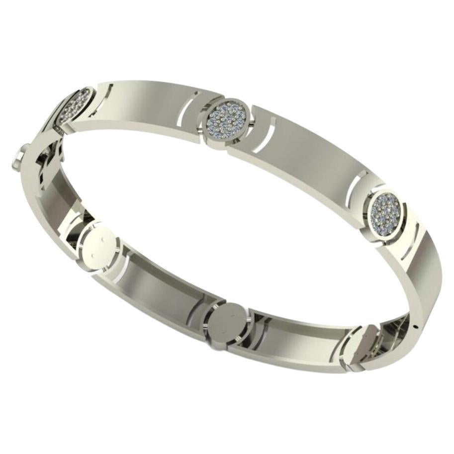 Bracelet de diamants Arrêtoir, or blanc 18k 0,72ct en vente