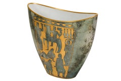 Arrigo Finzi Gold-Porzellanvase mit griechisch-römischem Motiv für Oro Zecchino:: Italien 1950er Jahre