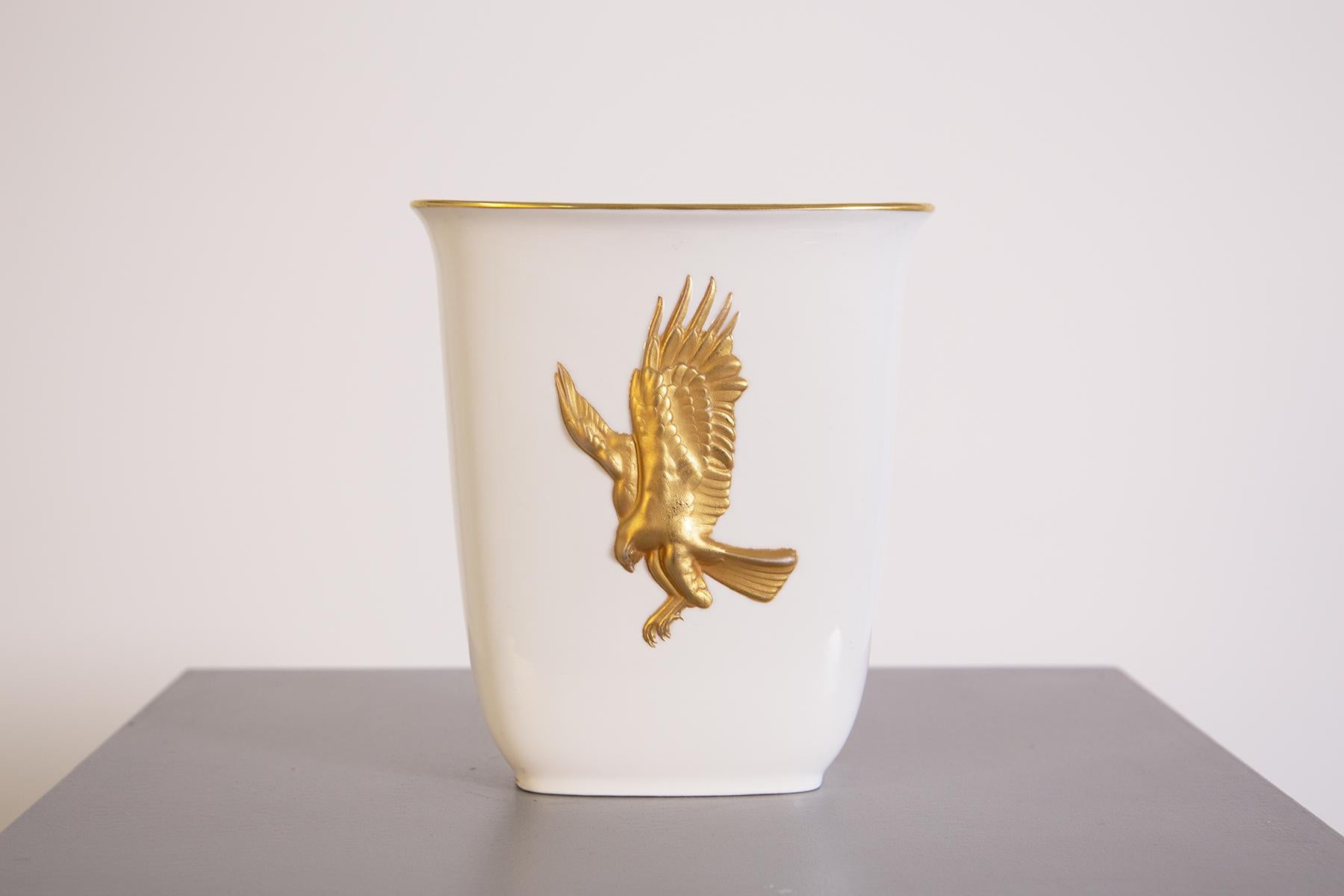 Mid-Century Modern Arrigo Finzi Important Italian Vase in Gold and Ceramics, 1950s