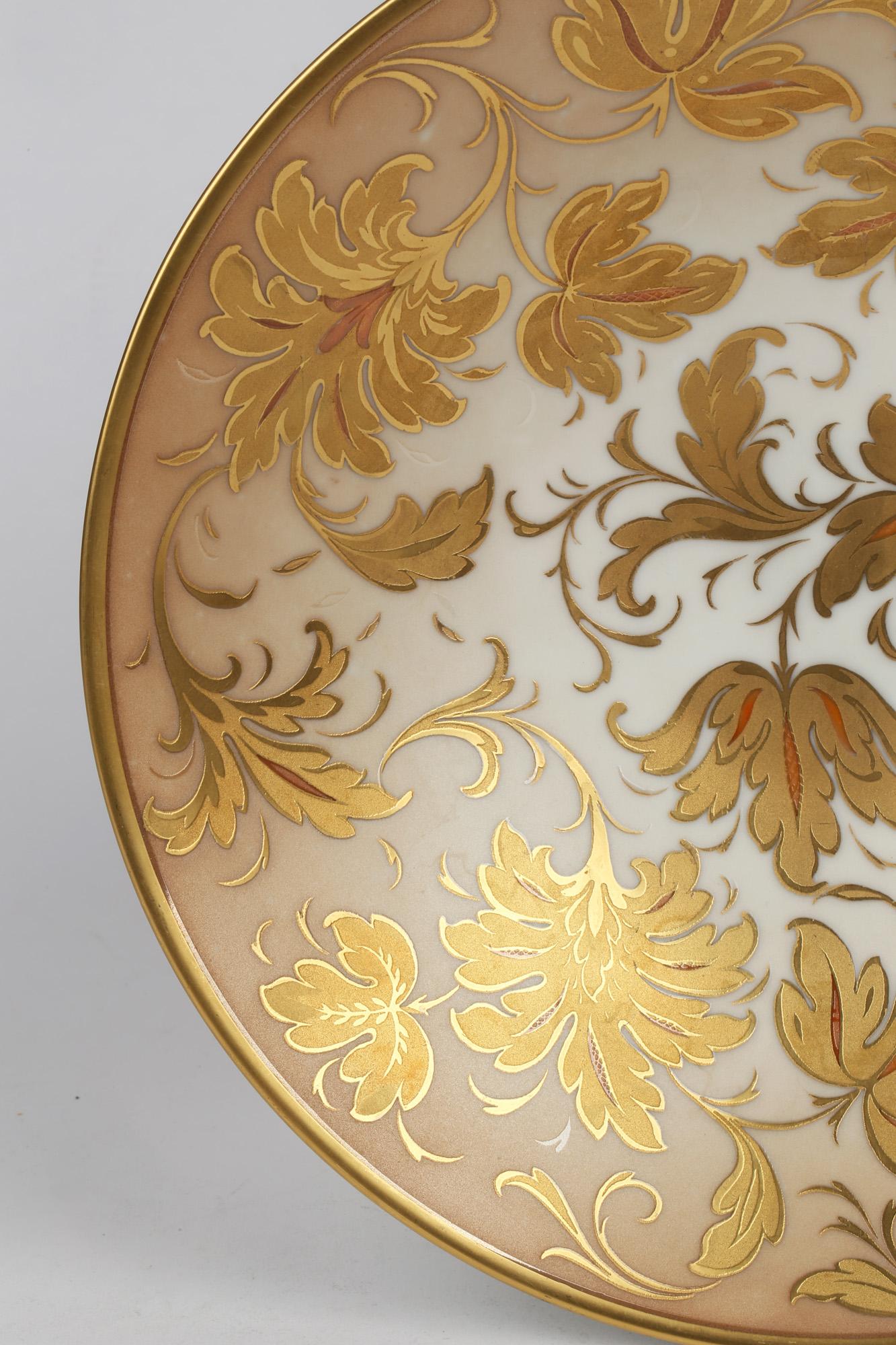 Arrigo Finzi Italian Mid Century Oro Zecchino Leaf Design Porcelain Bowl For Sale 4