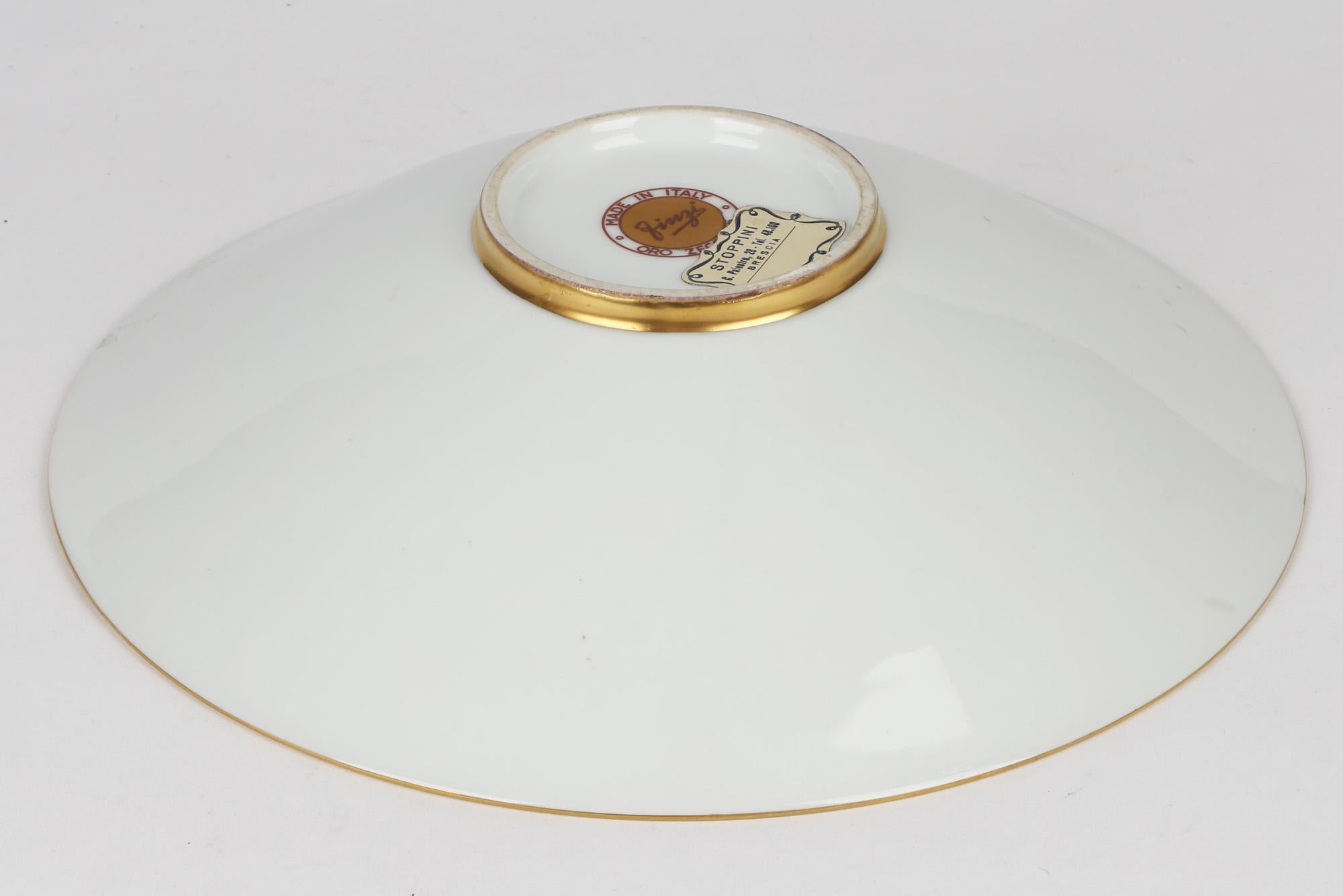 Arrigo Finzi Italian Mid Century Oro Zecchino Leaf Design Porcelain Bowl For Sale 6