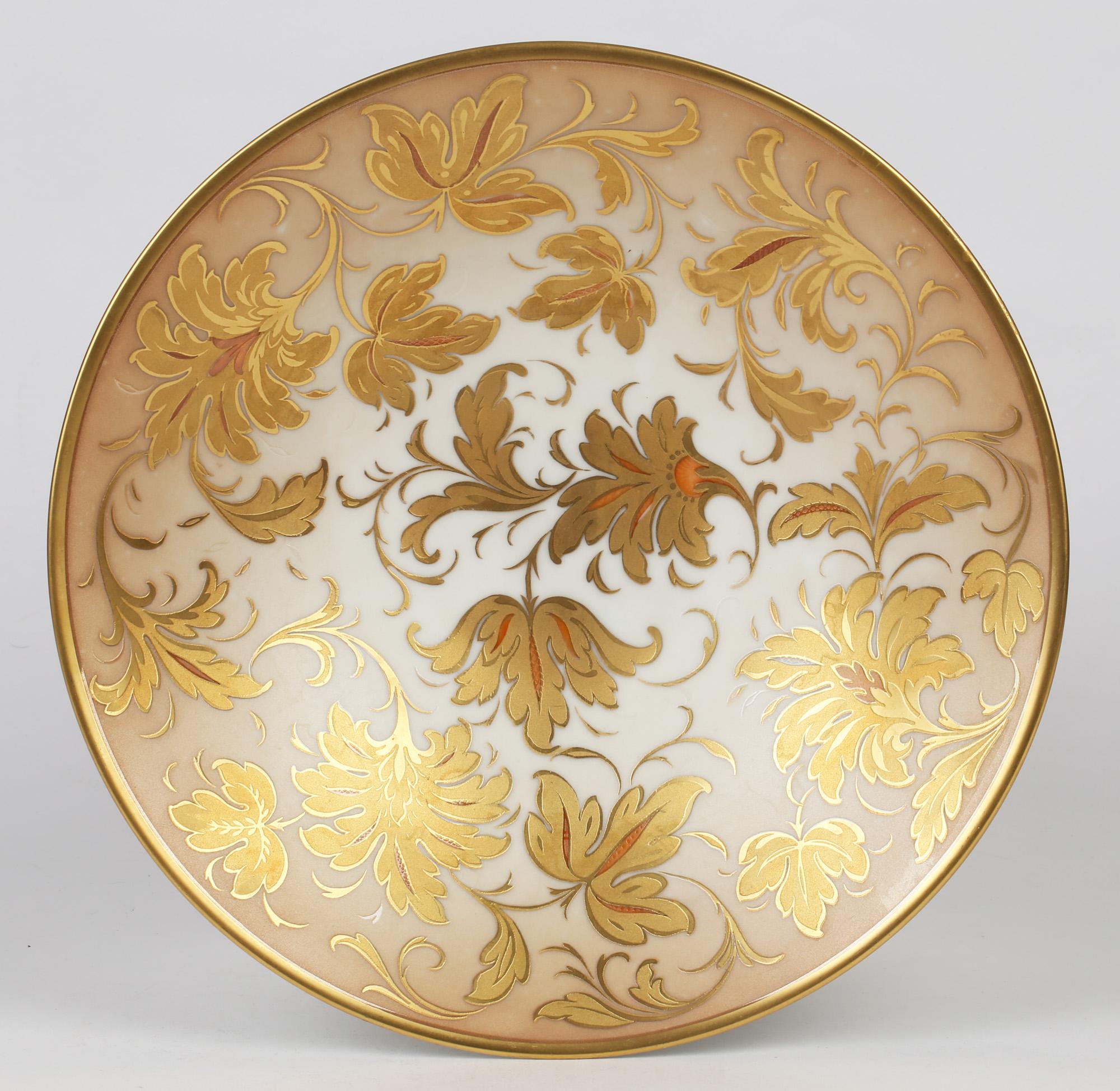 Arrigo Finzi Italian Mid Century Oro Zecchino Leaf Design Porcelain Bowl For Sale 7