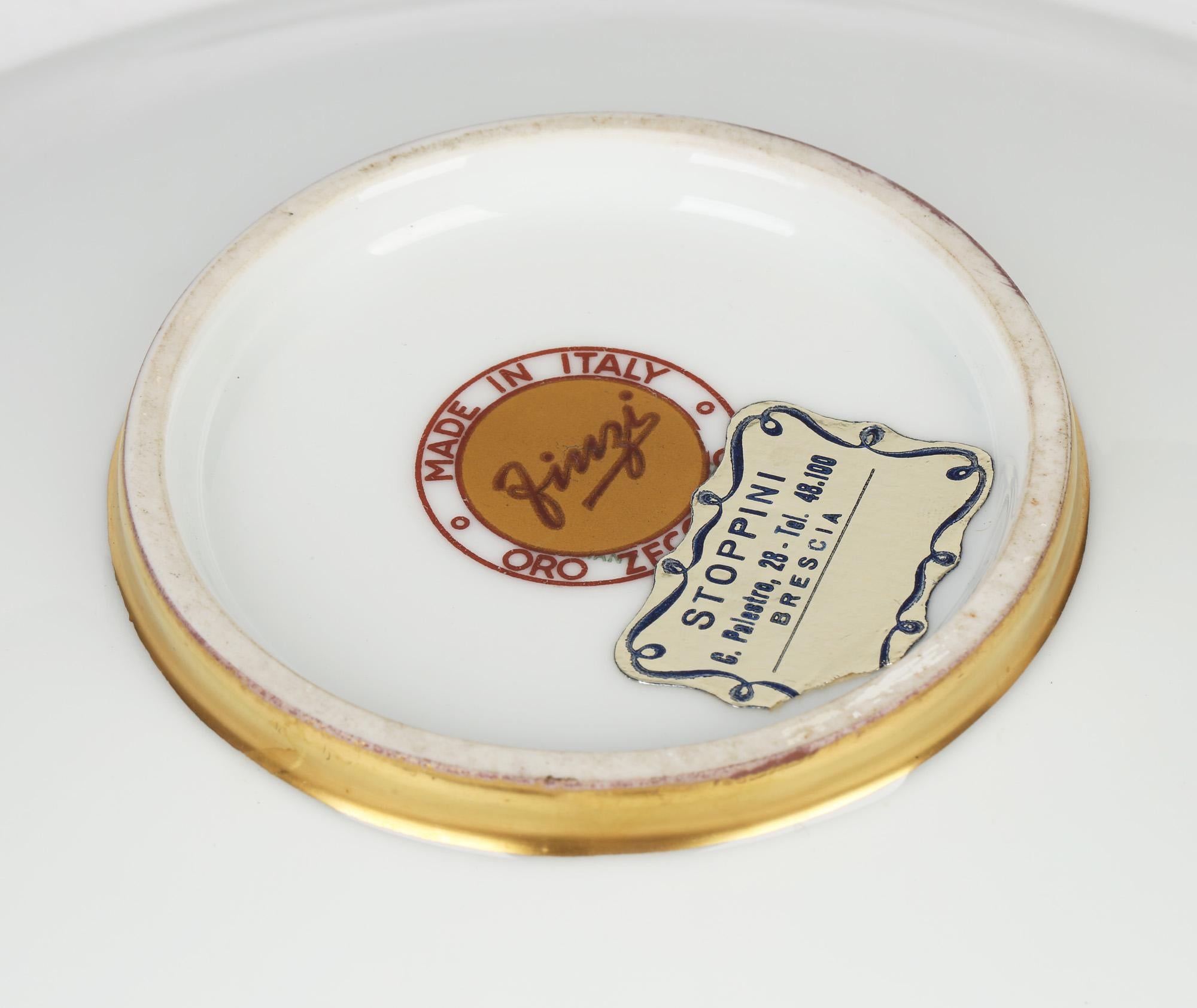 Arrigo Finzi Italian Mid Century Oro Zecchino Leaf Design Porcelain Bowl In Good Condition For Sale In Bishop's Stortford, Hertfordshire