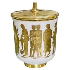 Vaso con coperchio di Arrigo Finzi in porcellana e Oro Zecchino
