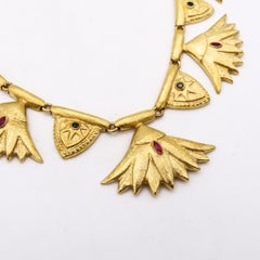 Arrigo & Olga Finzi 1960 Milan Necklace Earrings Set in 18k Gold with Gemstones