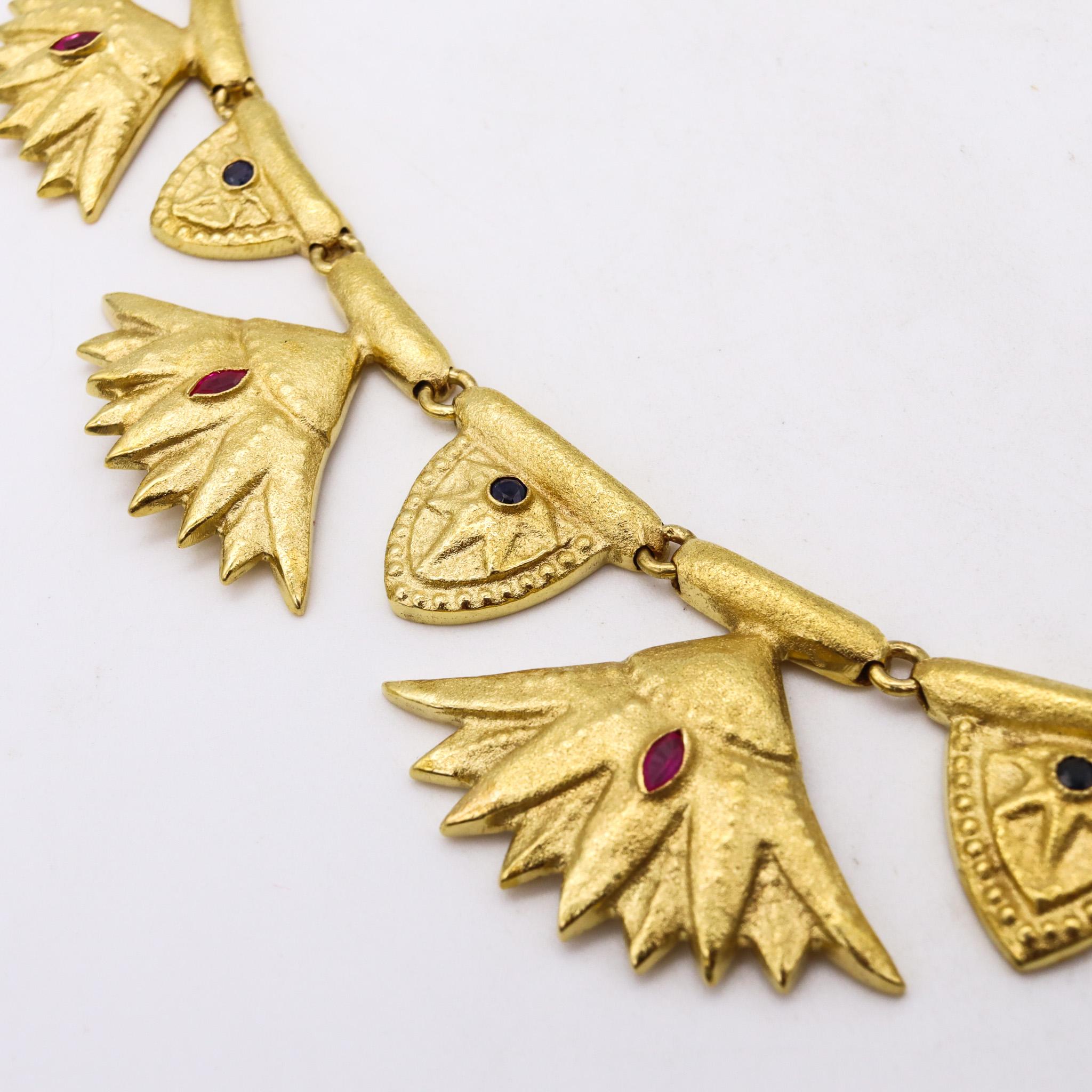 Post-War Arrigo & Olga Finzi 1960 Milan Necklace Earrings Set in 18k Gold with Gemstones For Sale