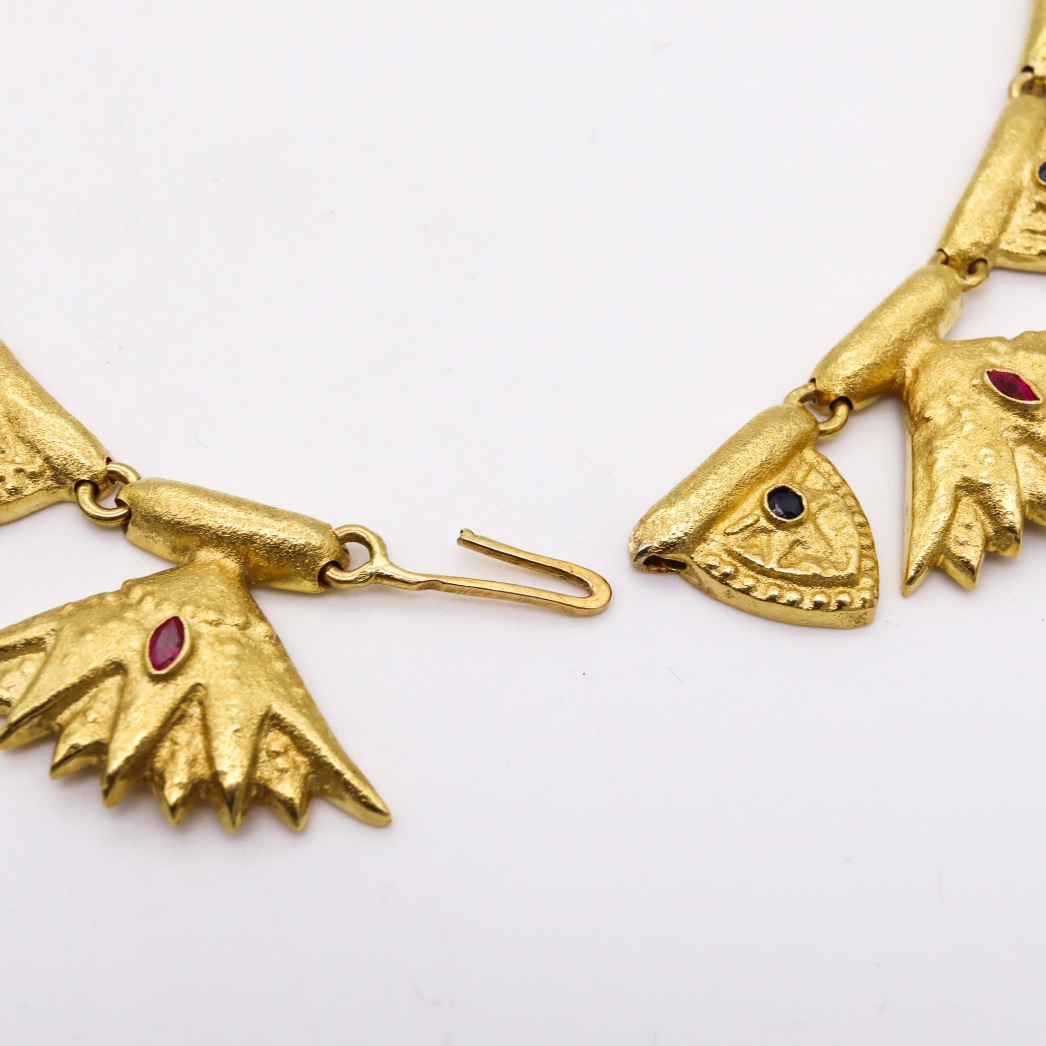 Arrigo & Olga Finzi 1960 Milan Necklace Earrings Set in 18k Gold with Gemstones In Excellent Condition For Sale In Miami, FL