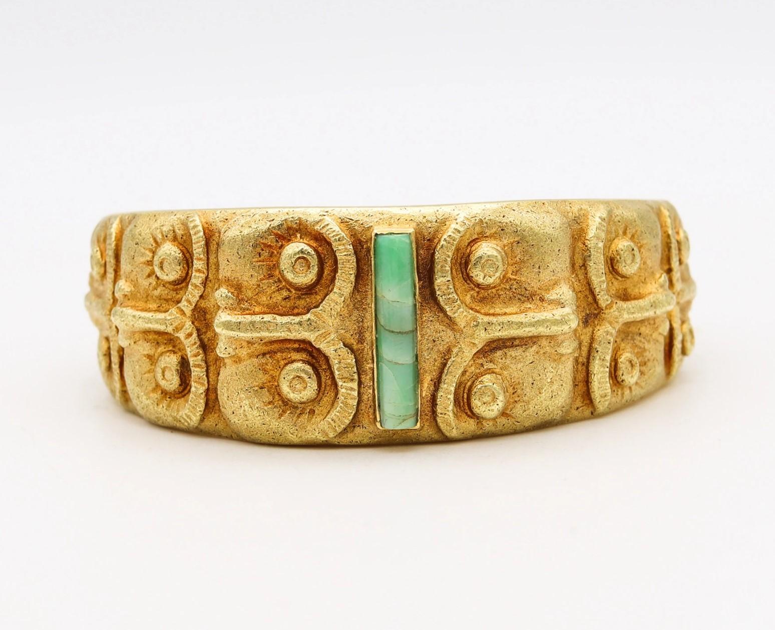 Sculptural cuff-bracelet designed by Olga Finzi for Arrigo Finzi Arte.

Gorgeous statement piece of jewelry created in Milan Italy during the mid century period, circa early 1960's. This one-of-a-kind bracelet was designed by Olga Finzi for Arrigo