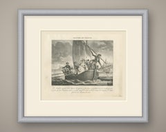 Arrival in France, the Bonaparte Family by Boat, Antique Madou Lithograph, 1827