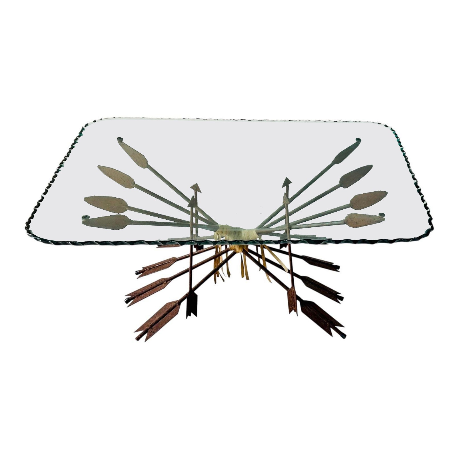 Arrow Couchtisch mit geschliffenem Glas, 1940er Jahre Frankreich im Angebot