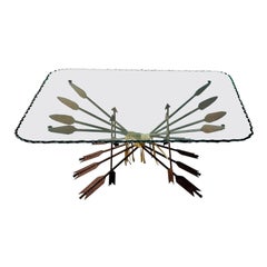 Arrow Couchtisch mit geschliffenem Glas, 1940er Jahre Frankreich