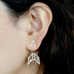 Arrow Design Ear Jacket with Diamonds Made in 18k Yellow Gold