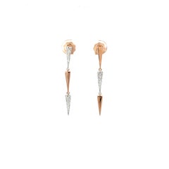 Boucles d'oreilles longues Arrow avec diamant pavé en or rose 18K