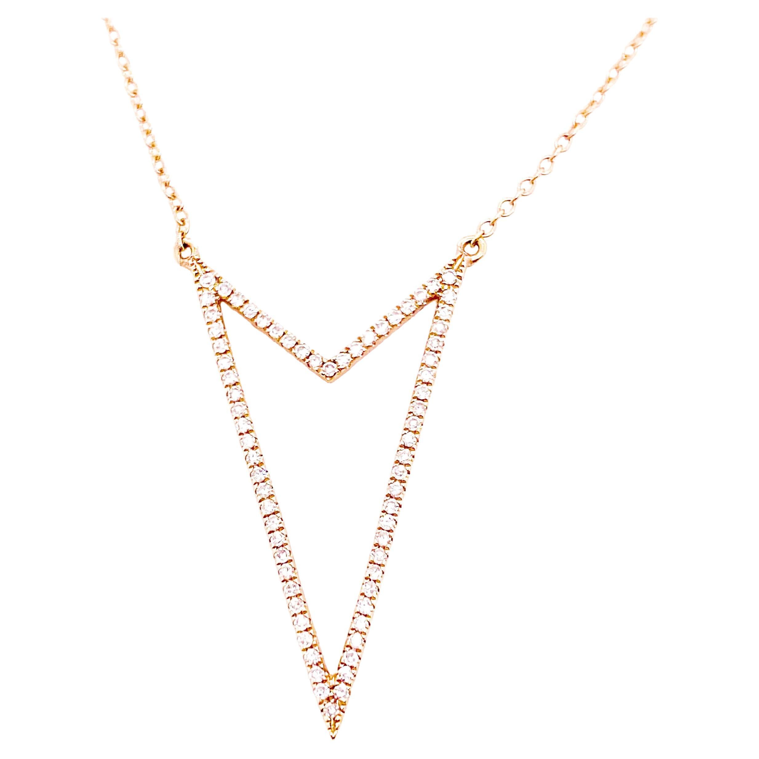 Arrow Shaped Diamond Necklace, Rose Gold, Arrow to Your Heart