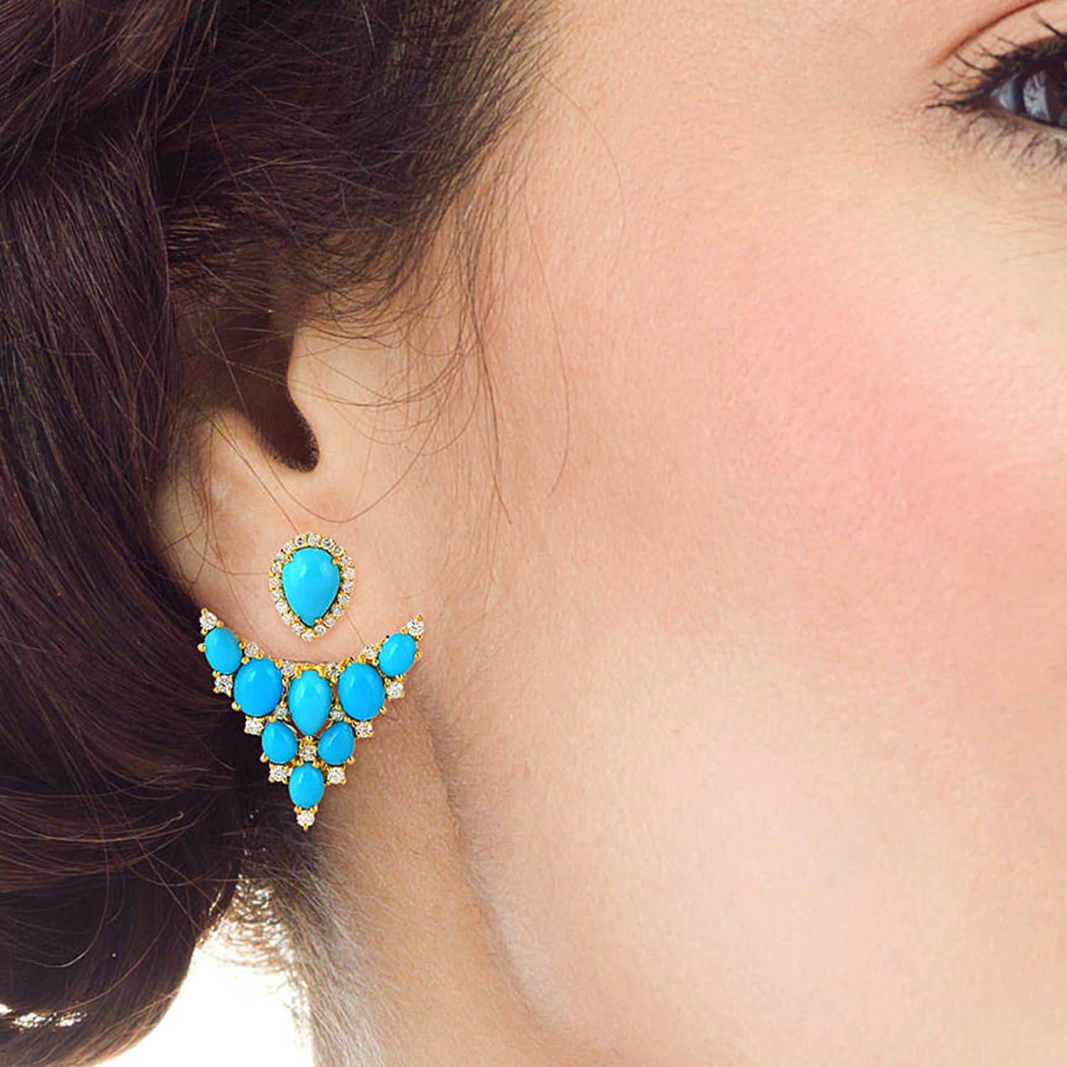 18KT:6.520g,
Diamond:0.65ct, 
Turquoise:5.07ct,