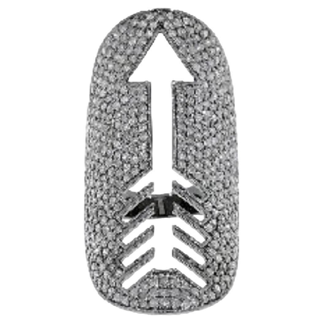 Arrow sling Ring in Silver and  Diamonds For Sale