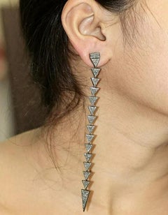 Arrow Stick Ohrring aus 14k Gold mit Pavé-Diamant 925 Silber