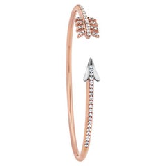 Arrow Symbol White Diamond 18K Rose & White Gold Bangle Bracelet