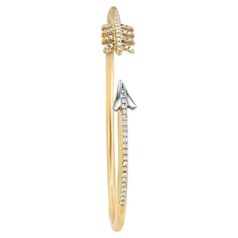 Bracciale Arrow Symbol White Diamond in oro giallo e bianco 18K in vendita