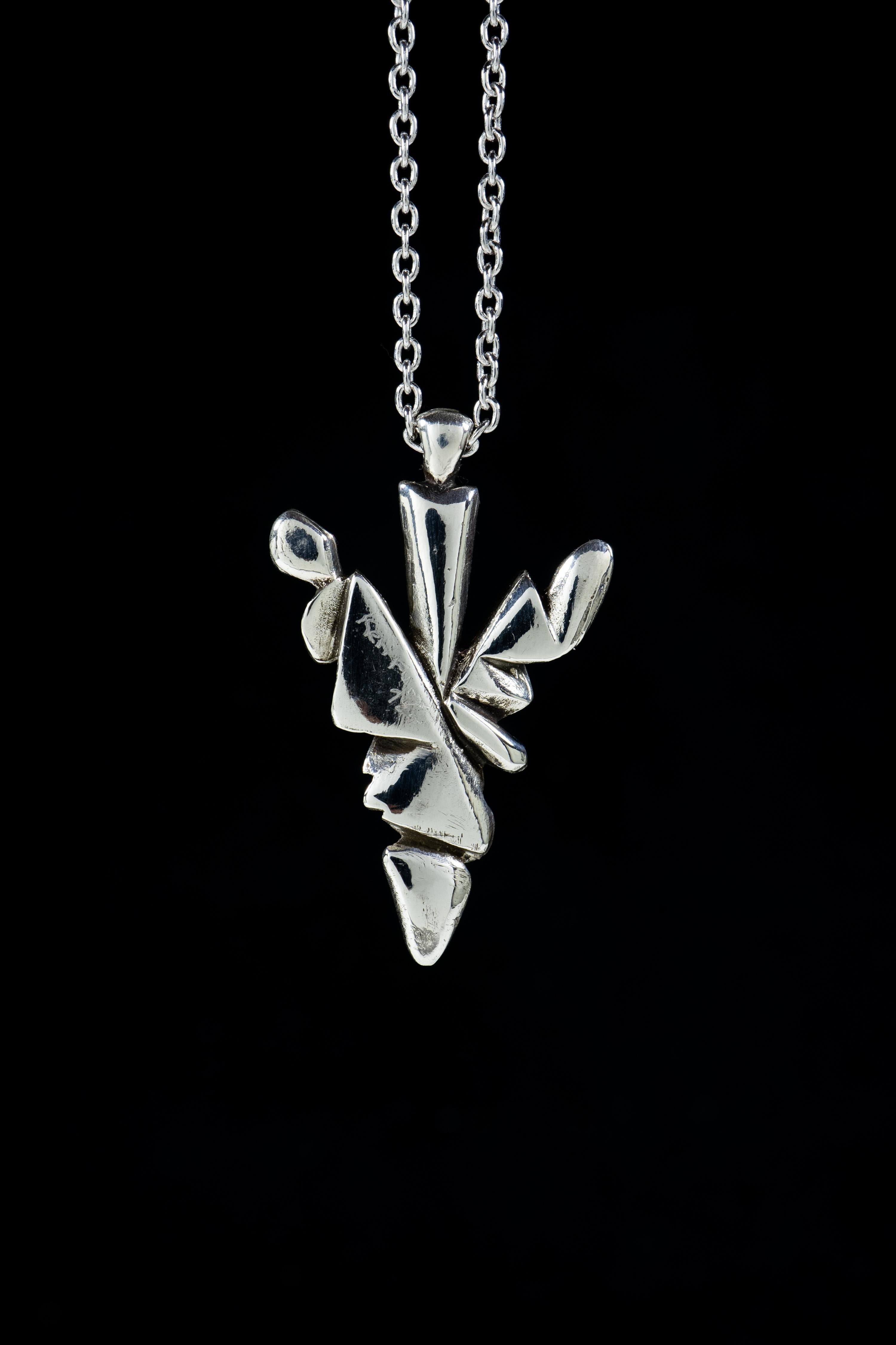 Contemporary Arrowhead (14K Solid White Gold Pendant) by Ken Fury For Sale